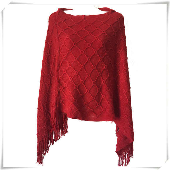 Sweaters - Assimentrical knit poncho in red ONE SIZE NWOT